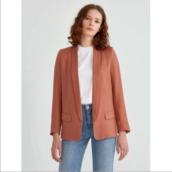 NWT FRANK & OAK Open front long blazer - women’s Tencel fully-lined open - Picture 2 of 6